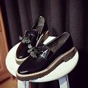 Women's Loafers & Slip-Ons Fall Comfort Leather Casual Flat Heel Tassel Black / Brown Others