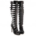 Women's Shoes Patent Leather Stiletto Heel Open Toe Sandals Dress Black