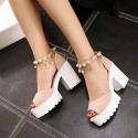 Women's Shoes Leatherette Chunky Heel Peep Toe Sandals Wedding / Office & Career / Party & Evening Blue / Pink / White