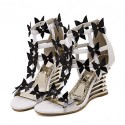 Women's Shoes Leatherette Wedge HeelOpen Toe Sandals Dress Black / White