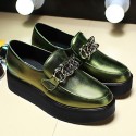 Women's Shoes Leatherette Platform Platform / Comfort Loafers Office & Career / Dress / Casual Black / Green