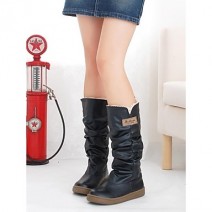 Women's Fall / Winter Fashion Boots Leatherette Dress Platform Black / Brown / Yellow / Pink / White