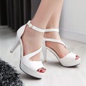 Women's Shoes Cone Heel Peep Toe / Platform Sandals Wedding / Dress Black / Blue / Pink / White / Beige