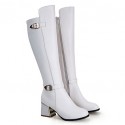 Women's Shoes Chunky Heel Riding Boots/Round Toe Boots Dress Black/White