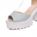 Women's Shoes Leatherette Chunky Heel Peep Toe Sandals Wedding / Office & Career / Party & Evening Blue / Pink / White